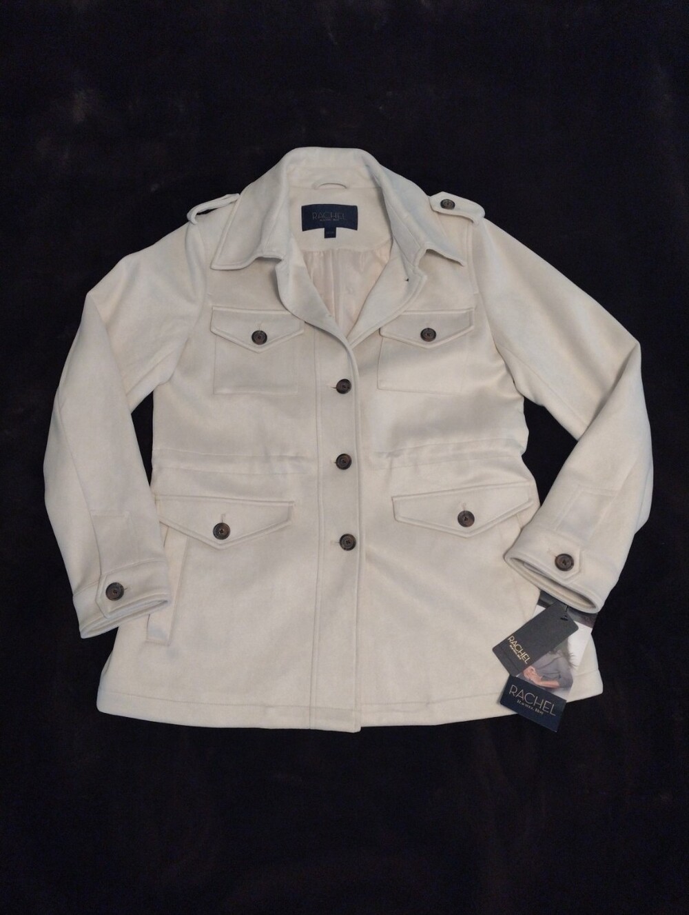 New Barn Coat Women S Jacket Ivory Cinch Waist Lined Rachel Roy Mid Length NWT